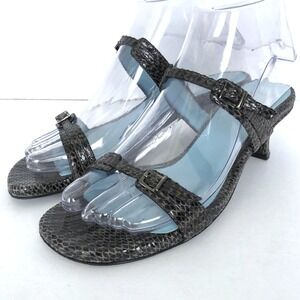 THIERRY RABOTIN Kitten Heel Shoes Sz 36.5 / 6.5  Black Snake Adjustable Italy